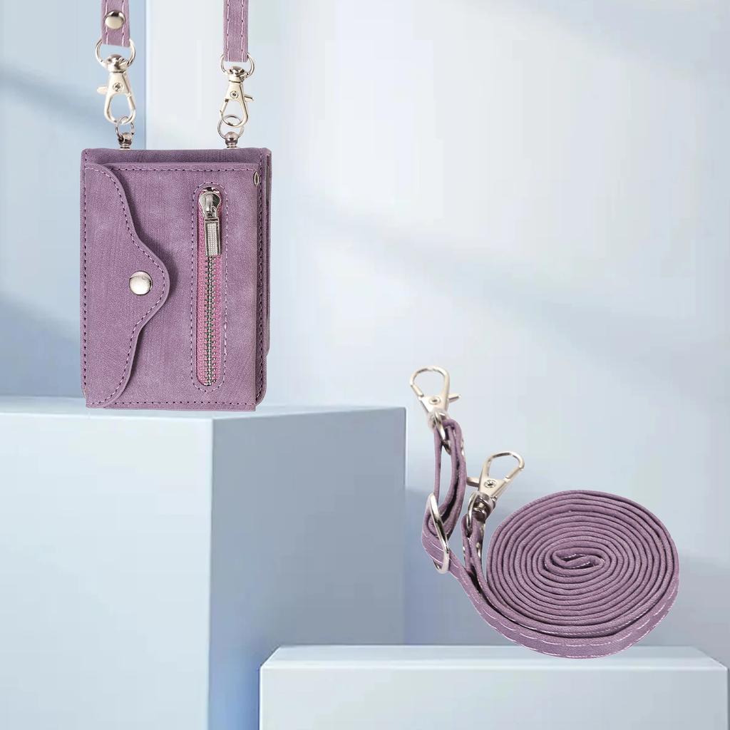 Zipper Wallet Leather Crossbody Case for Samsung Galaxy Z Flip 7 FE 6 5 4 3 Flip5 5G Purse Lanyard Strap Card Slot Holder Cover