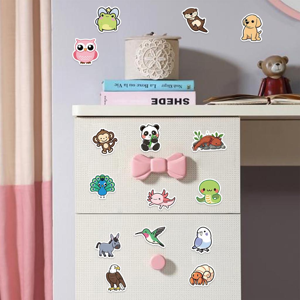 100 Cartoon Animals Illustrations Graffiti Stickers Guitar Notebook Suitcase DIY Waterproof