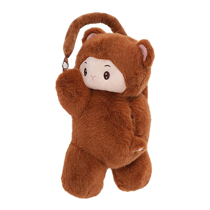 Plush Monkey Car Tissue Holder: Cute Cartoon Doll Pull-Out Tissue Box for Interior.