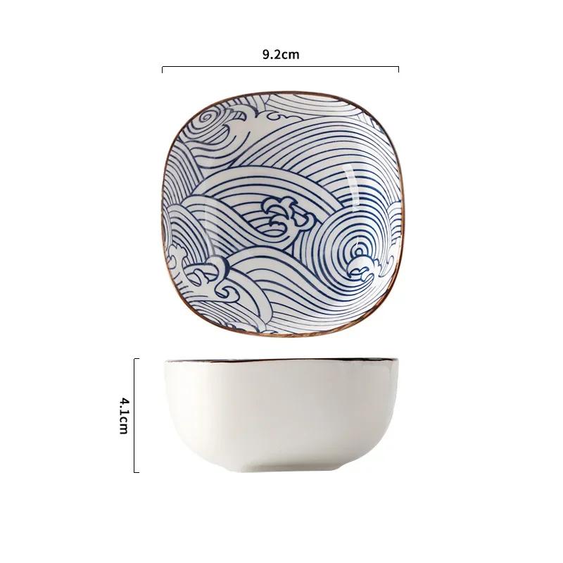 Japanese Square Dip Bowl Ceramic Household Printing Soy Sushi Sauce Plate Snacks Fruit Plate Cheese Dipping Sauce Dish Tableware