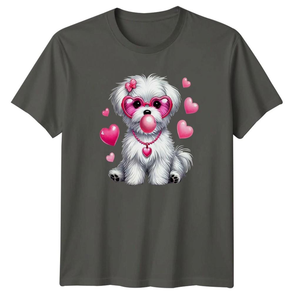 Fluffy Dog Heart Glasses Dogs Animals Unisexs TShirt Unisexs Tee Graphic Unisex Top S