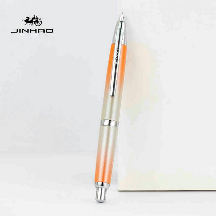 JINHAO 10 Druck-Einziehbare Füllfederhalter EF/F Feder Handpoliert Rosa Tinte Stift mit Konverter Büro Schulbedarf A1