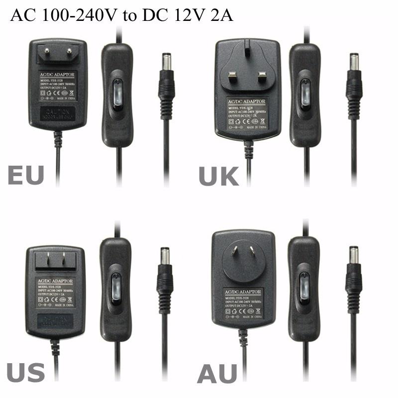 AC TO DC 12V 2A Power Supply Adapter 5.5mm 2.5mm 2.1mm Power Converter Malaysia UK Plug For Led/Modem/Router/ToyCar