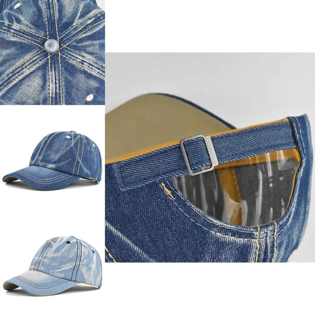 Nuovo Berretto da Baseball in Denim Lavato Colore Unico Berretto con Visiera a Becco Berretto Parasole per Coppie Berretto da Baseball Transfrontaliero Europeo e Americano