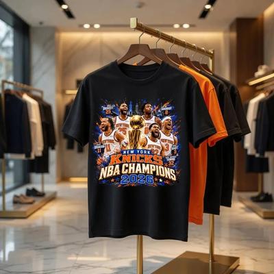 New York Knicks Finals Win 2026 Poster Graphic Print T-Shirt Men Women Summer New Tee Streetwear Y2k Harajuku Fashion Loose Casual Oversized Top
