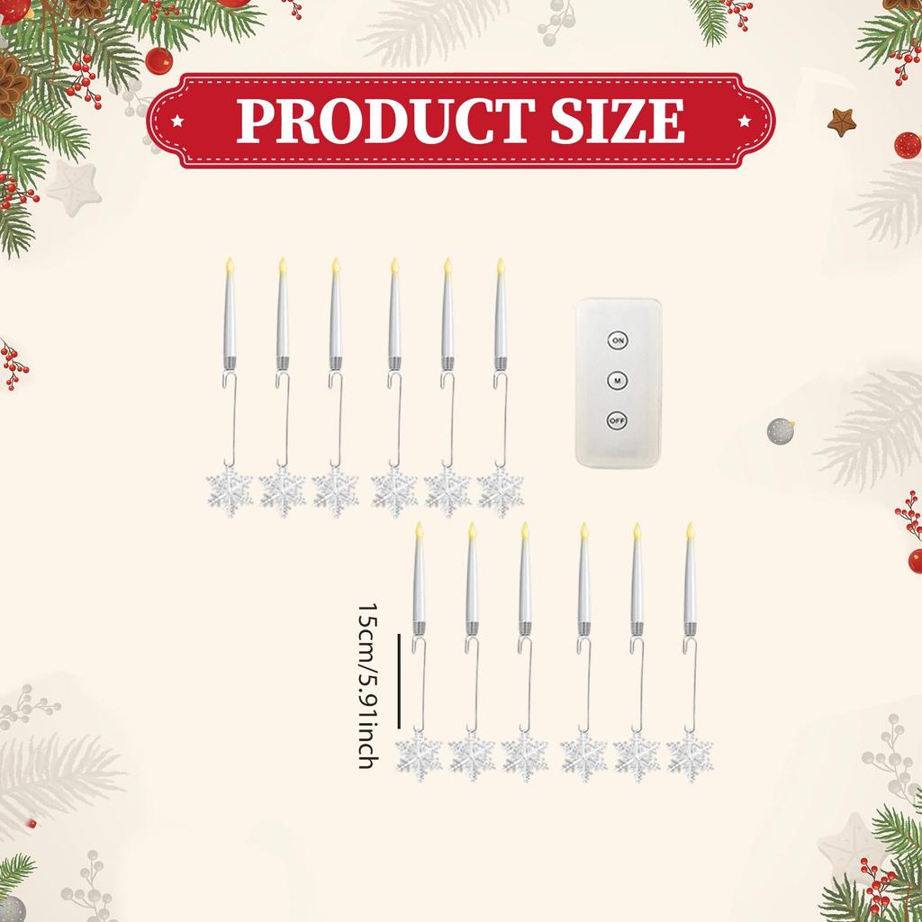 12Pcs Christmas Tree Candles Warm LED Candlesticks for Table Holiday Party