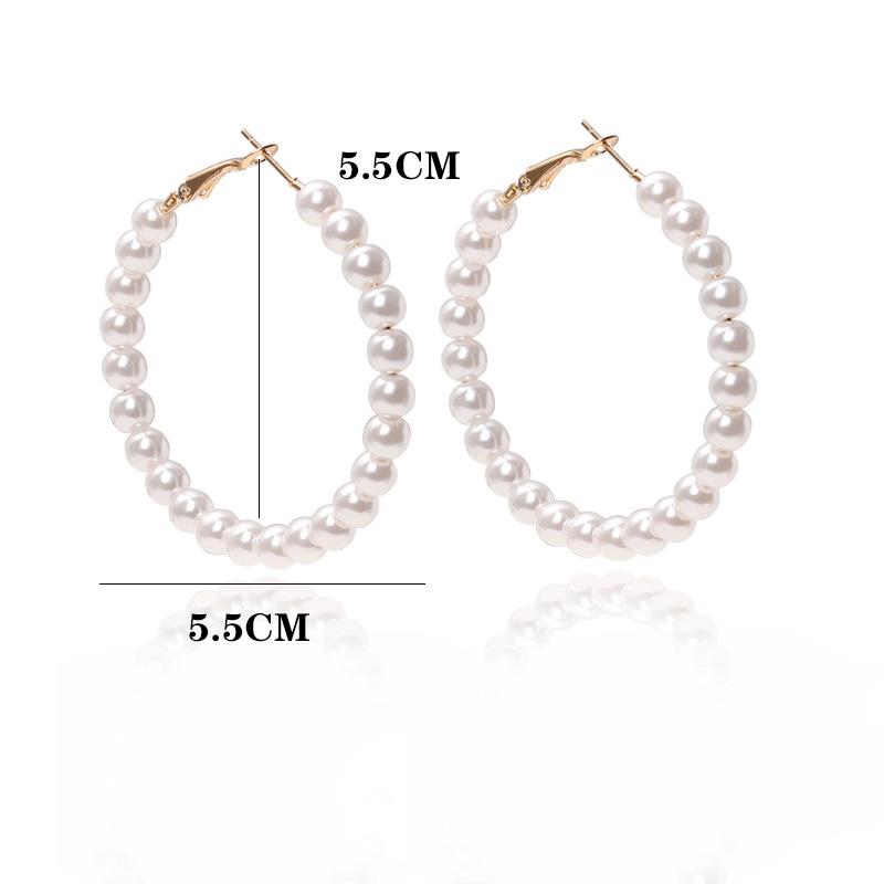 White Imitation Pearls Round Hoop Earrings Fashion Women Elegant Trend Korean Earring Brincos Jewelry korean Fashion
