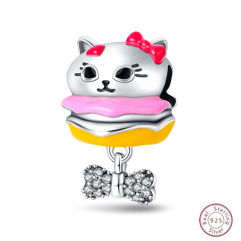 Copper Beaded Pendant Shiny Zircon Dessert Donut For Original 3Mm Bracelet Ladies Fine Jewelry