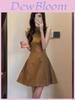 Vintage Knit Fabric Sleeveless Dress With Zipper Piping For Spring 2025
