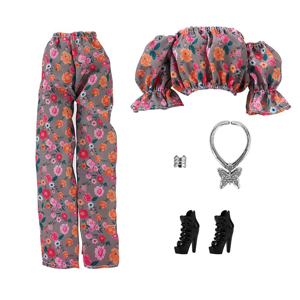 Handmade Fashion Doll Pants Casual Wear Bubble Sleeves Tops Girl Party Clothes for 30cm Dolls