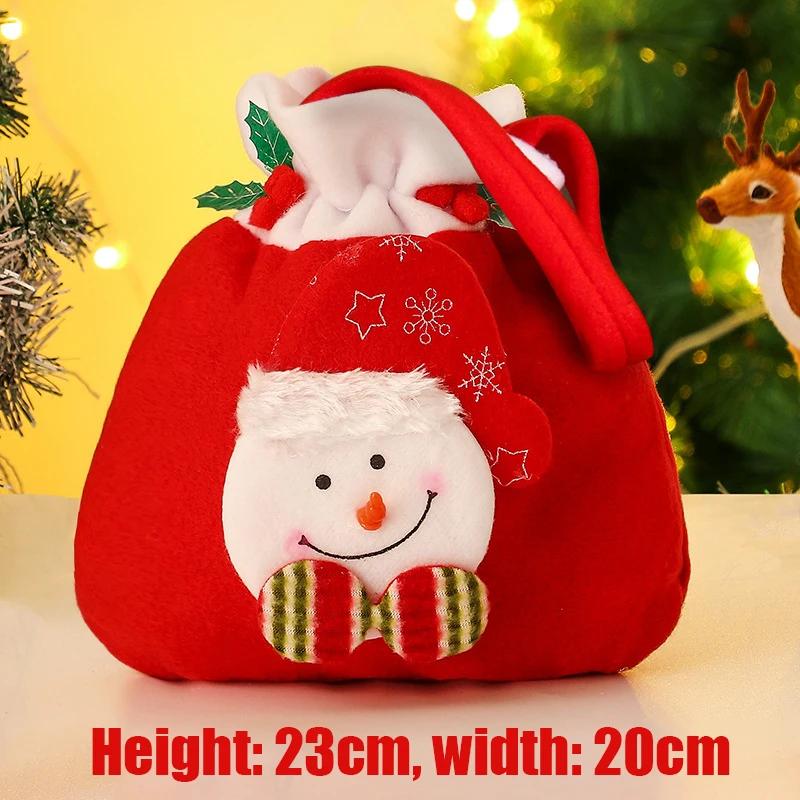 Christmas Gift Bags Drawstring Pouches for Apple Candy Presents Santa Snowman Design Holiday Party Favor Decorations
