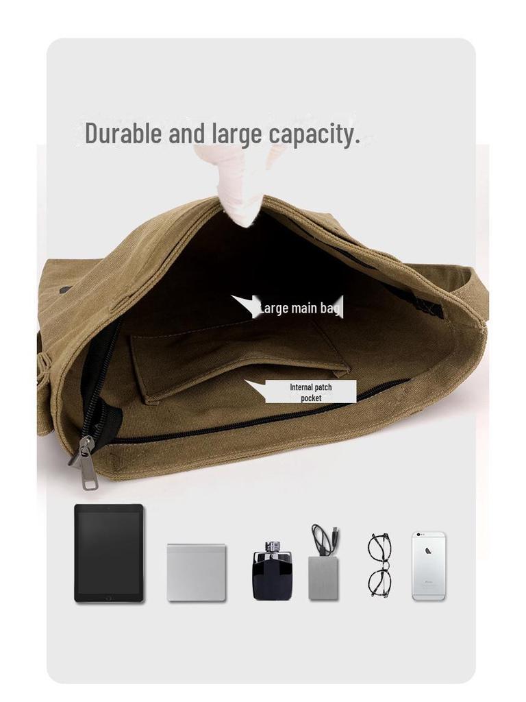 Retro Japanese Canvas Shoulder Bag - Durable, Versatile, Large Capacity, Unisex Design