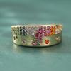 Elegant Inlaid Multicolored CZ Women's Ring Aesthetic Gold Color Geometry Daily Wear Party Jewelry Anniversary Gift