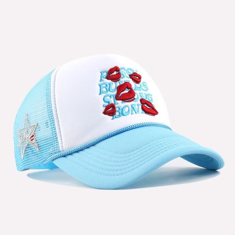 Red lip hat sun hat personality wide brim multi-color alphabet hat truck driver cap baseball cap