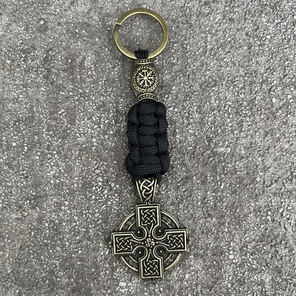Nostalgia Norse Viking Irish Knot Cross Shield Druid Amulet Trinity Runes Beads Keychain Paracord Accessories