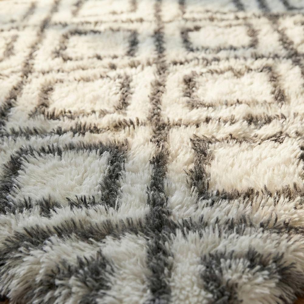 Shaggy Living Room Rug DECOR Non-slip Soft Fluffy Fashionable 120x170 White Cube