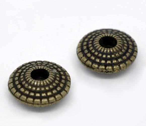 30/70/100/200pc Vintage Loose Spacer Bead Bicone Flying Saucer Dot Carved Antique Bronze Color Metal Beads DIY Necklace Jewelry