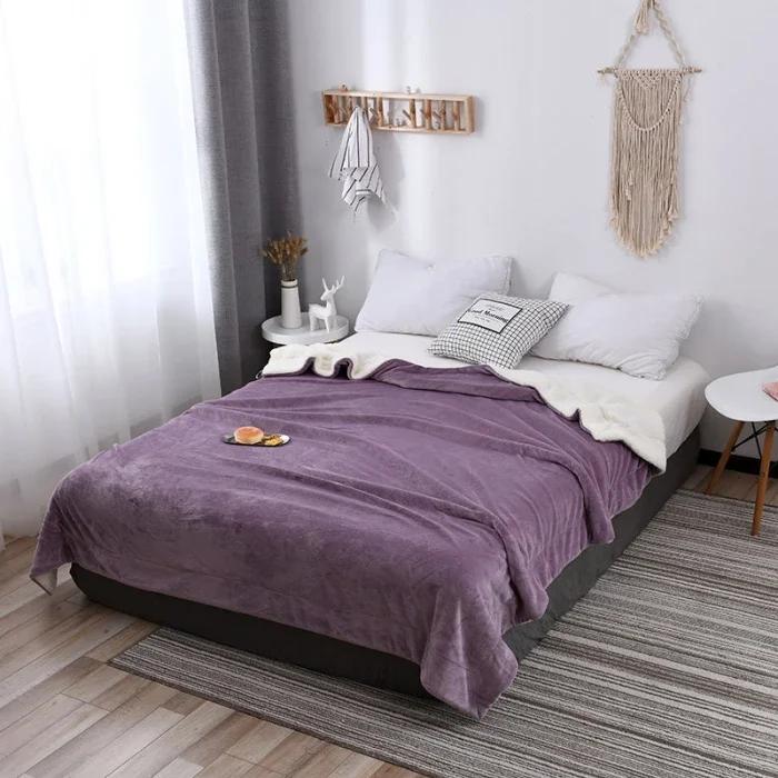 Lamb Wool Flannel Blanket Nordic Light Luxury Style Quilt Blanket Double Layer Thickened Blanket