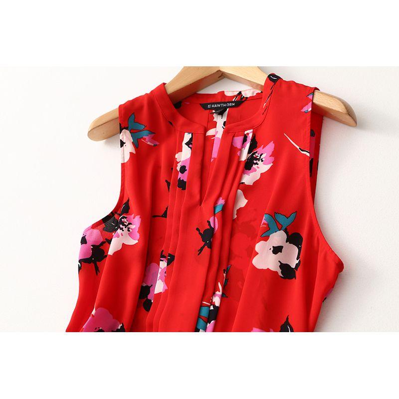 Export Export Elegant V Neck Minimalist Thin Sleeveless Chiffon Shirt Summer Loose Organ Ruched Chiffon Vest