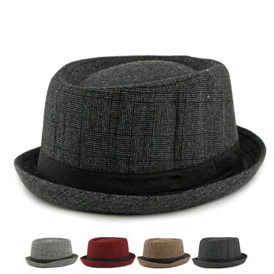 Autumn Winter Hat Men's British Retro Jazz Hat Bowler Hat Classic Plaid Hat