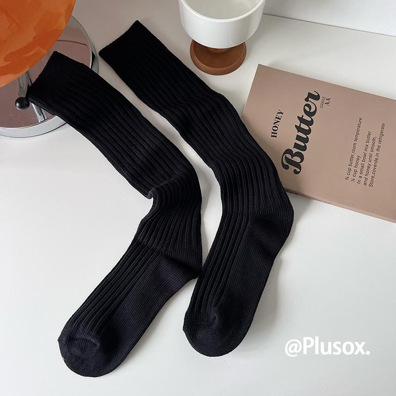 Plusox Women's Beige Cotton Over-the-Knee Warm Socks - Autumn/Winter Collection