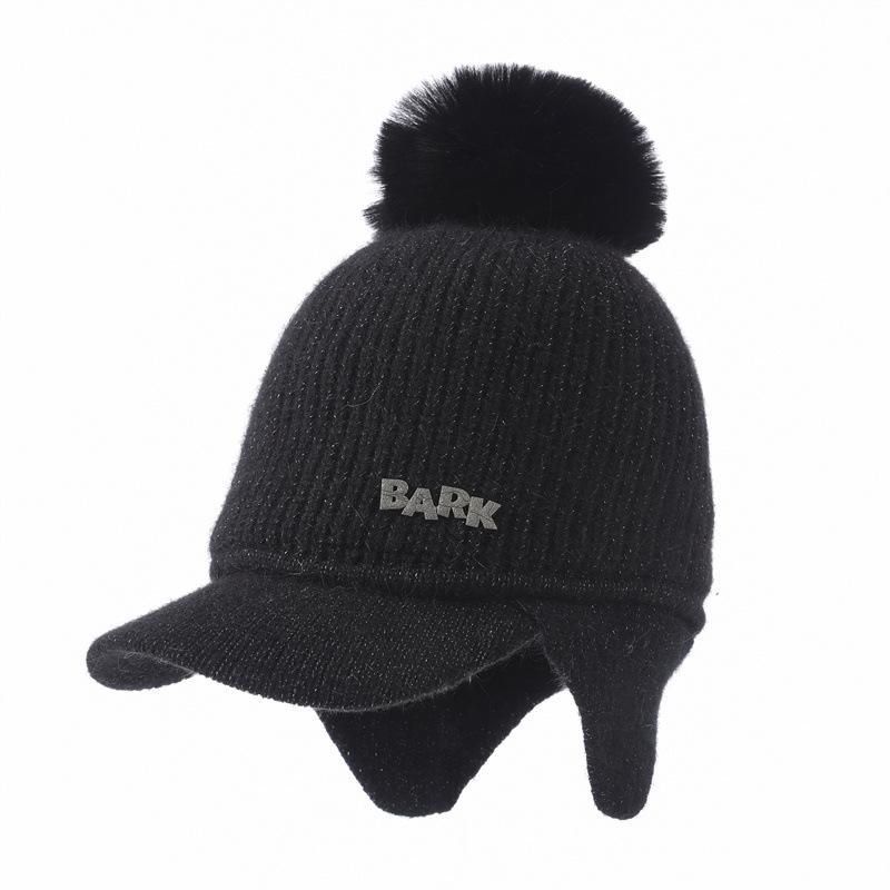 Fleece Warm Knitted Cap Ladies Ear Protector Wool Baseball Cap Fashion Cycling Plush Cap