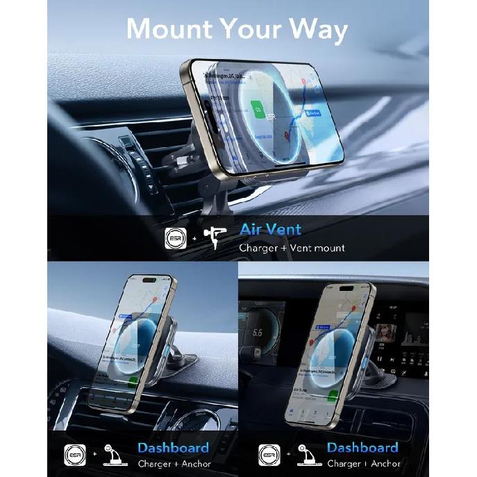 ESR for MagSafe Car Mount Charger 15W Dashboard Magnetic Wireless Car Charger for iPhone 17/16/15/14/13/12 Car Accessory