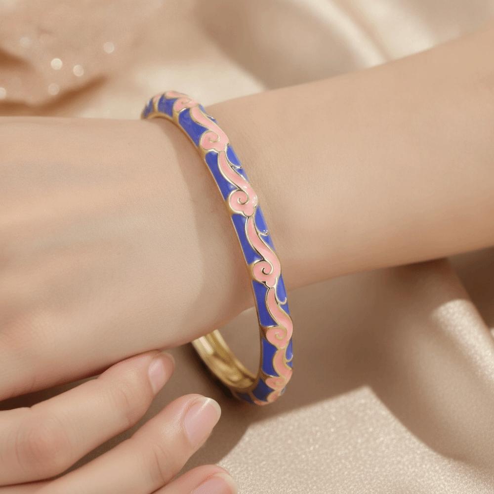 Lightweight Metal Cloisonne Lucky Bangle Colorful Glazed Ethnic Pattern Cuff Tourist Attractions