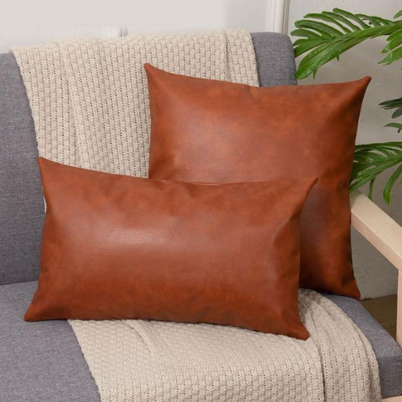 Premium Faux Distressed Leather Cushion Cover Handmade Pillow Case Sofa Bed