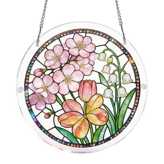 Acrylic Jigsaw Puzzle Suncatcher Large Colorful DIY Sun Catcher Kit for Adults Stained Glass Style Window Hanging Ornament for Home Garden Decor