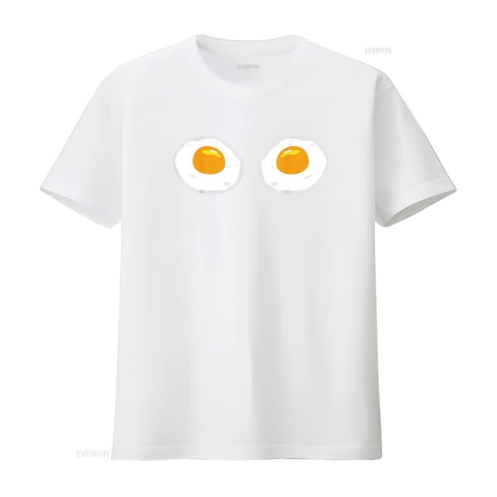 Fried Eggs Funny Bikini Costume Sunny Side Up Egg Brassiere T Shirt Vintage Washed Casual Comfortable Stretched Graphic Homme