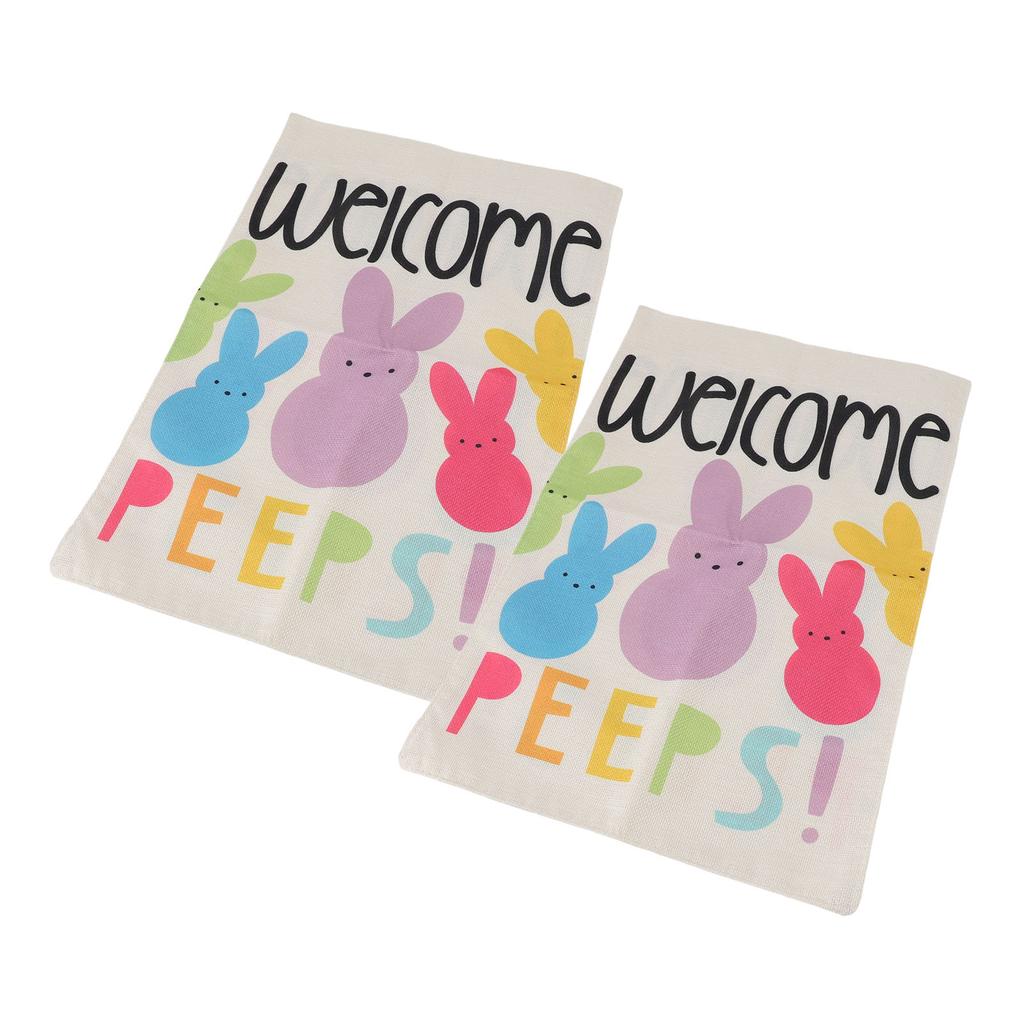 2Pcs Easter Garden Flag Polyester Weatherproof 2 Sided Decorative Bunny Yard Flag for Patio Terrace