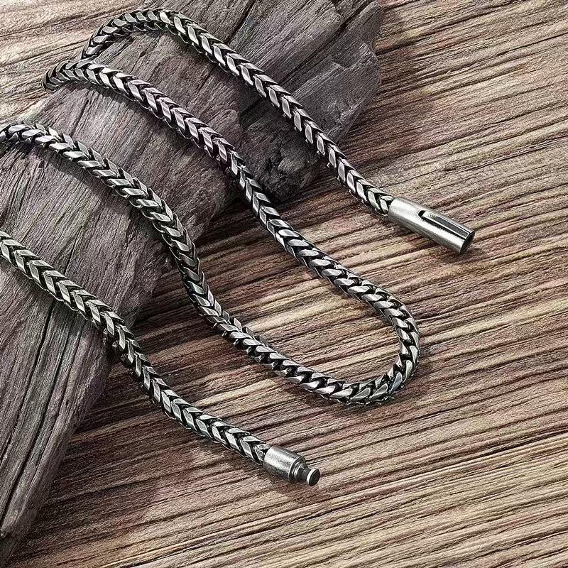 Retro Stainless Steel Dragon Bone Chain Necklace & Bracelet Set for Men