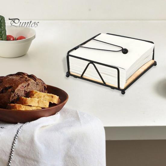Portatovaglioli Piatto, Portatovaglioli in Metallo con Braccio Pesato E Base in Legno, Dispenser di Carta Velina Rustica per Tavolo Pranzo del Ristorante della Cucina