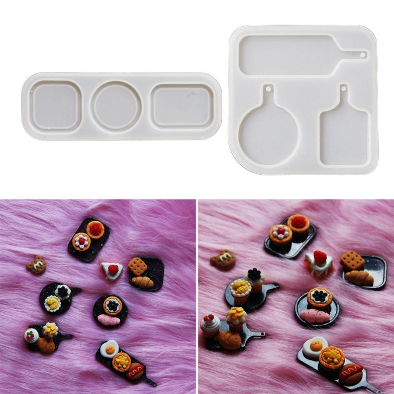 Mini tacka do zabawy jedzeniem Silikonowa forma do DIY Spersonalizowana okrągła breloczek Kolczyk Zawieszka Forma do jedzenia Napojów Biżuteria Narzędzie