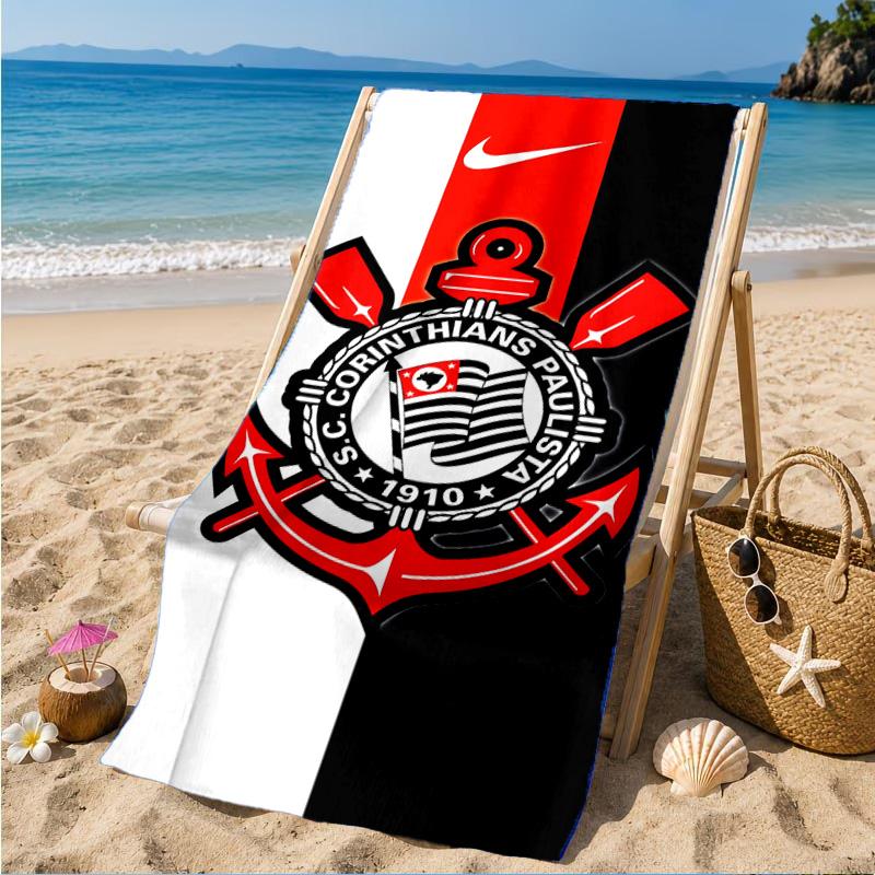 Sport Club Football Crest Printed Microfiber Beach Towel, Soft And Absorbent, Quick-Dry, Ideal for Summer Travel, Beach Essential, Swimming Pool