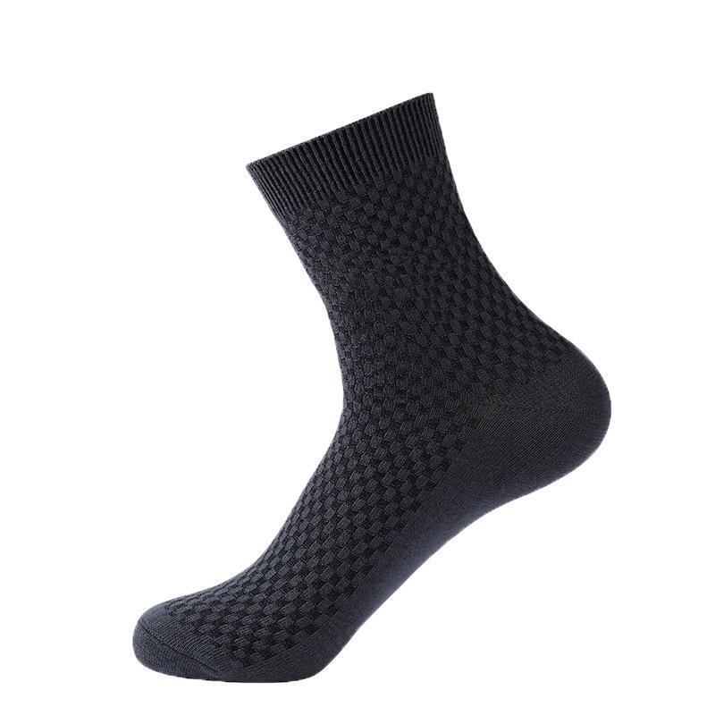 Men's Bamboo Fiber Odor-Resistant Summer Socks - Gray/Black Thin Mid-Calf Business Socks