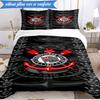 3PCS Sport Club Football Crest Printed Soft Bedding Set,Including 1pc Duvet Cover And 2pcs Pillowcases Perfect for Bedroom, Dormitory, Fan Gift