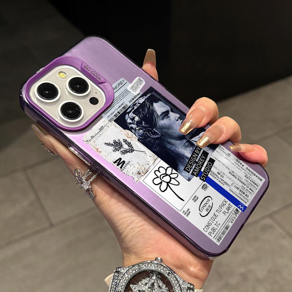 

Artistic Stickers Art Phone Case for iPhone 17 Air 16 16e 15 14 Plus 13 12 11 Pro Max X Xs XR 8 Colorful Silver Hard Cover iPhone17 Pro