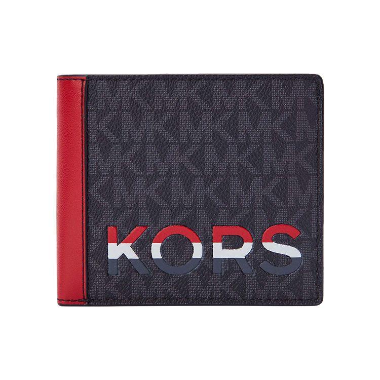 

Michael Kors MK Cooper Color Block Faux Leather Wallet Small Men wallets Dark-Brown Red 36H1LCOF1O-648 Basic Set (Bag+Box)