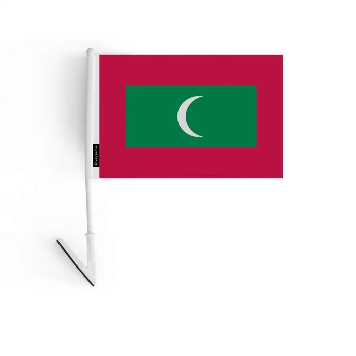 Drapeau adhésif - Maldives - 14 x 21 cm - Polyester - Léger - Recto/verso