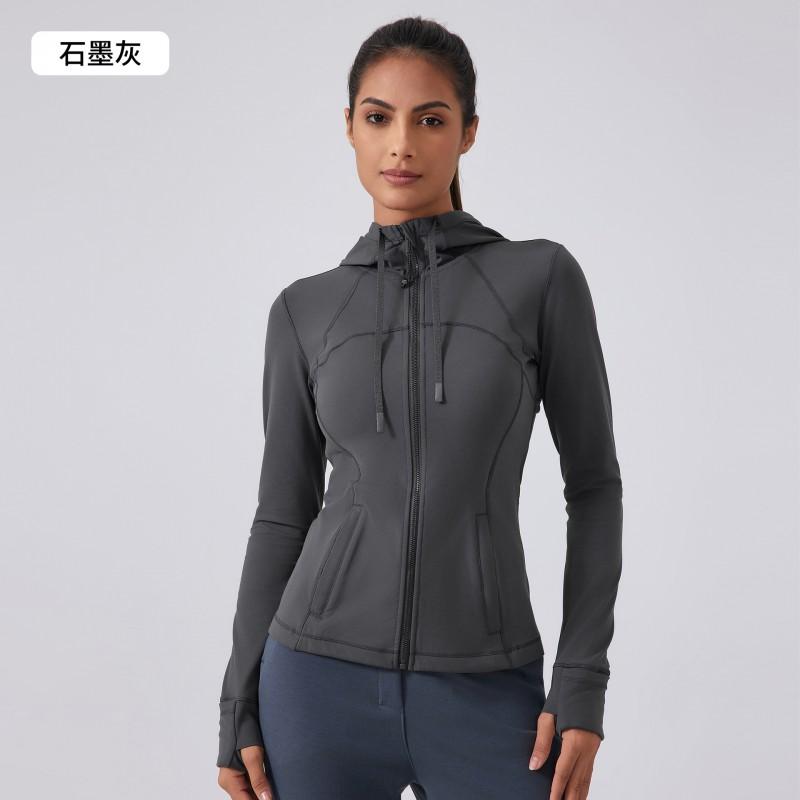 Womens Lightweight Fleece-Lined Yoga Hoodie Tight Fit Running Jacket Gym Fitness Winter