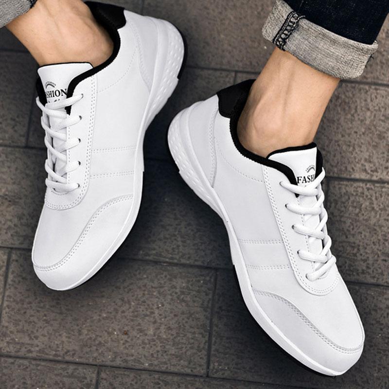 Fashion Men Sneakers Leather Casual Shoes Lace-up Men Shoes Lightweight Vulcanize Shoes Walking Sneakers Zapatillas Hombre