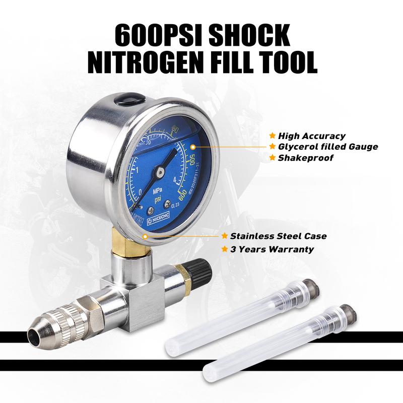 350 600PSI Shock Nitrogen Gauge Needle Fill Tool For Yamaha Polaris RZR CanAm Arctic Cat Snowmobile KTM Honda Suzuki Kawasaki