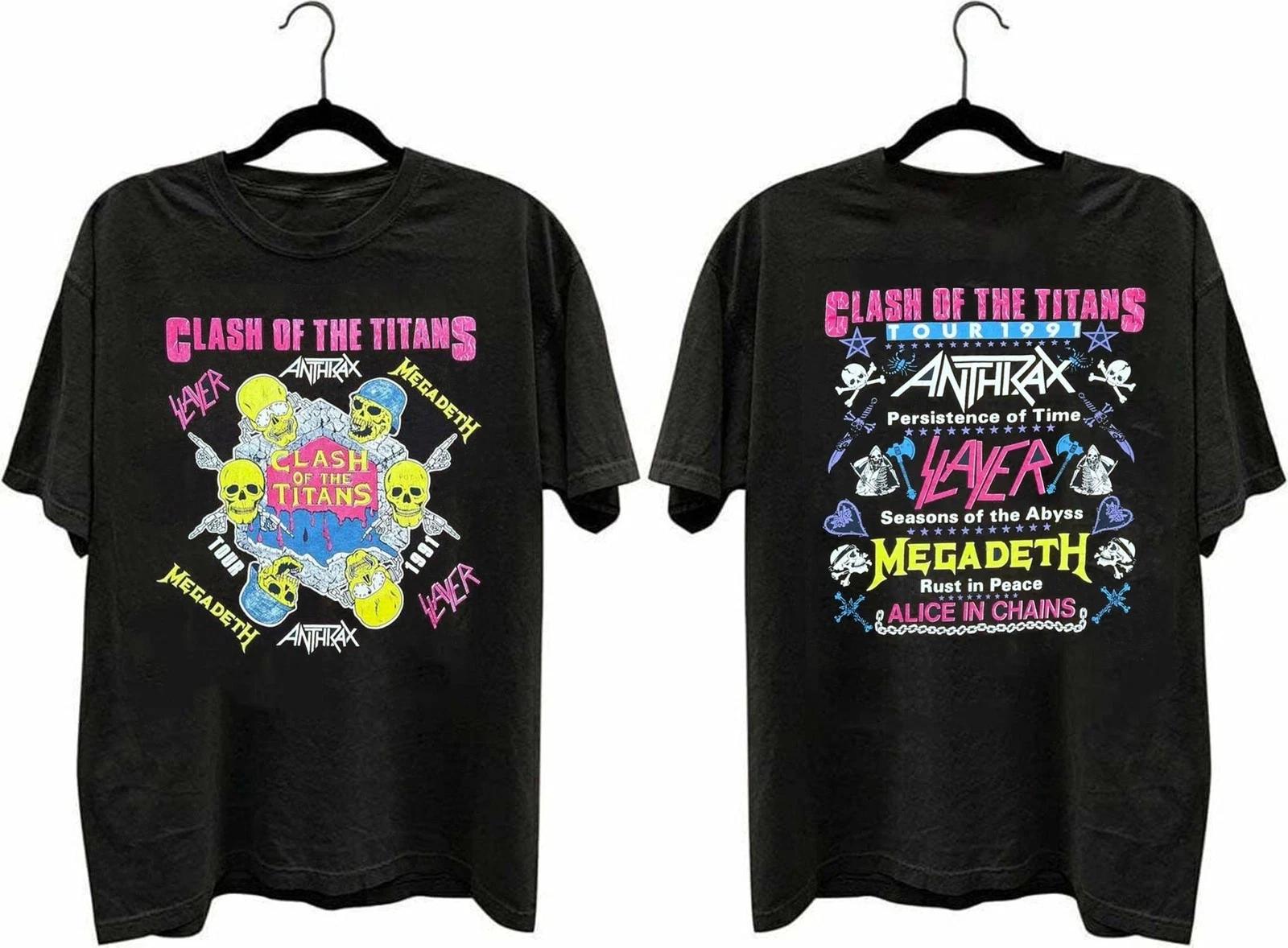 

1991 Vintage Version of Clash of The Gods Tour, Alice s Prisoner Band T-shirt, Unisex T-shirt, Casual Sports Outdoor Outfit... S разноцветный