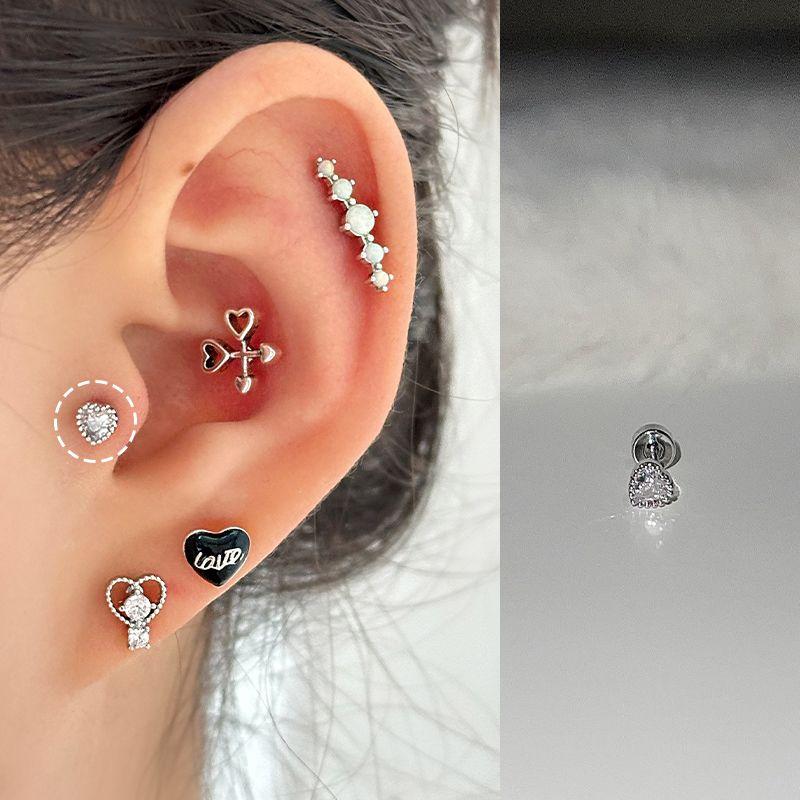 

Маленькие ушки, Тяньцай! Магазин Ringring Очень маленькие серьги-пусеты для козелка из медицинской титановой стали, серьги-пусеты в форме сердца, пирсинг козелка White mini heart 1