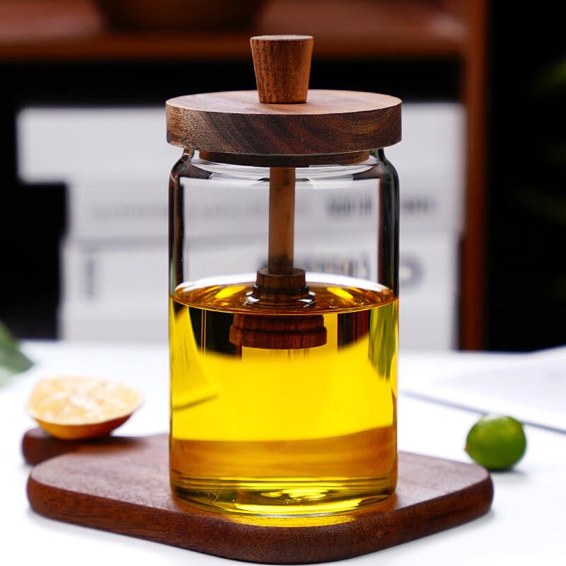 Shangqi Striped Glass Honey Jar with Stirrer