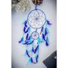 Catchers Wall Hangings, Home Décor, Handmade Dreamcatcher for Bedroom, Balcony, Garden, Party, Café, Small Ring Beaded Blue & Light Blue Feathers
