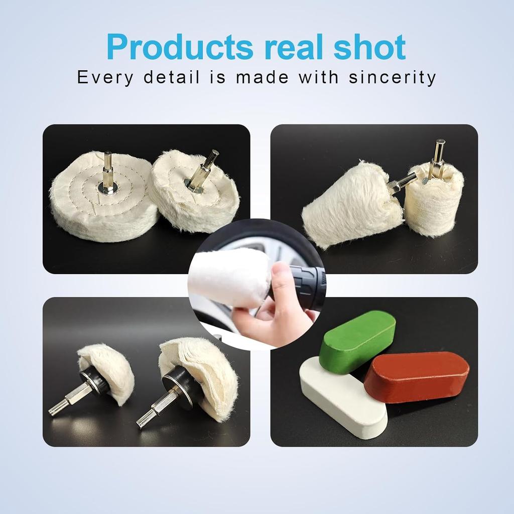 10Pcs Buffing Wheel Kits, Polishing Wheels Buffing Pads for Drill for Metal Aluminum,Stainless Steel, Chrome, Jewelry, Wood