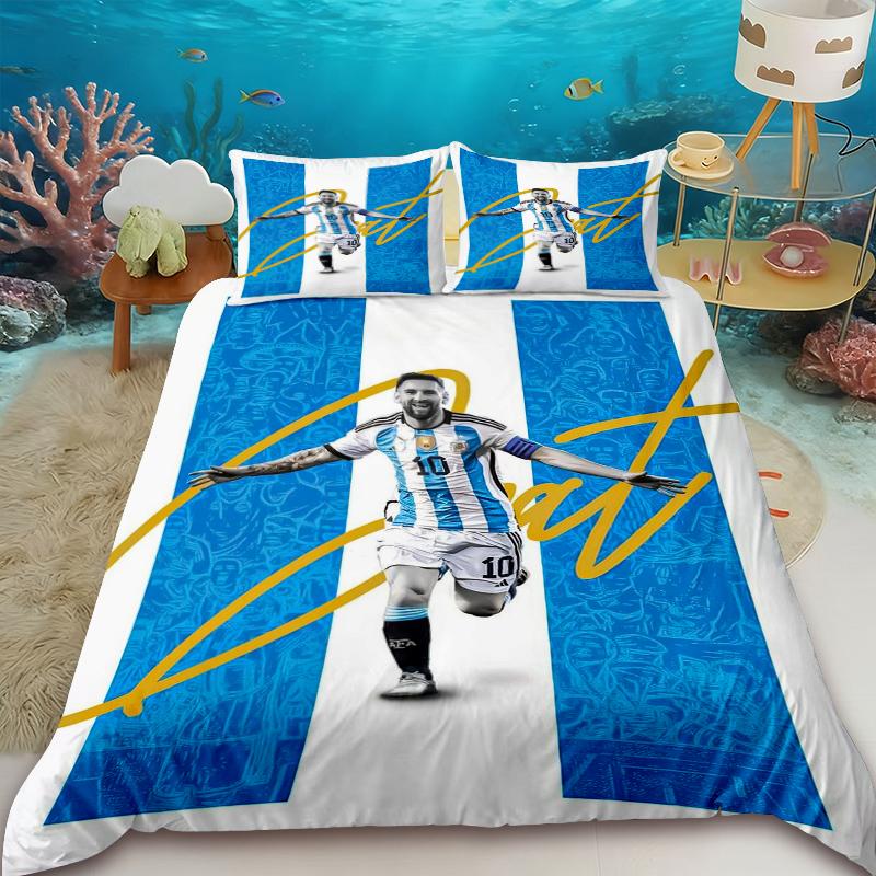 Duvet Cover Juego De Cama Lionel Messi, Juego Funda Nórdica Estrella De Fútbol, Juego Funda Edredón Doble Tamaño Para Decoración